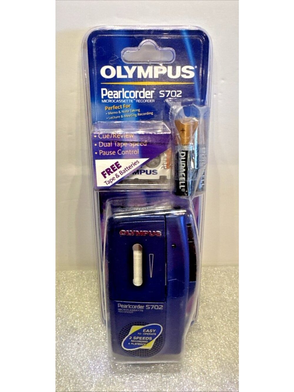 Olympus Pearlcorder S702 Micro Cassette Recorder 141397 Blue 2 Speeds NEW SEALED